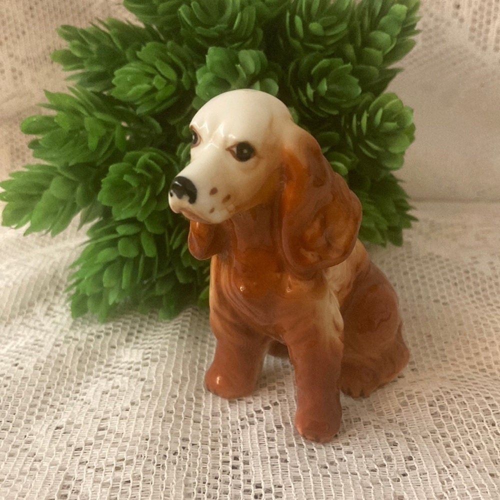 Vintage Porcelain Cocker Spaniel Dog Figurine Made In JAPAN